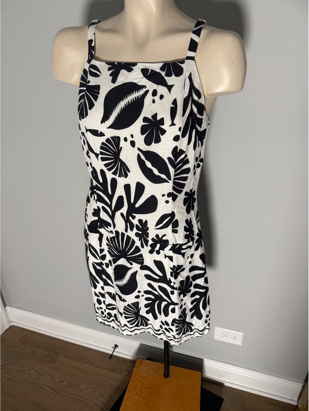 Lost & Wander Women's Black and White Printed Mini Dress Size S